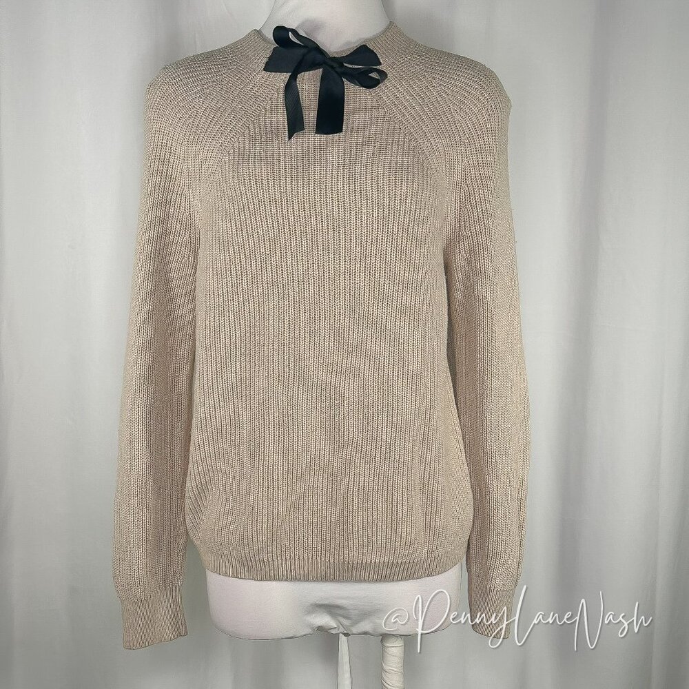 J.Crew Bow-neck Sweater Small S Heather Natural - Picture 2 of 9